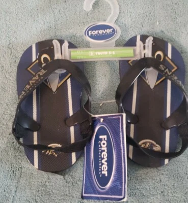 NWT NFL BALTIMORE RAVENS TODDLER YOUTH FLIP FLOP FLOPS SANDALS SHOES S 5 6 - Image 1 of 2