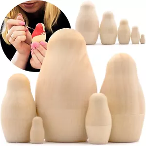 Blank Nesting Dolls Set 5 pcs - Unpainted Dolls - Unfinished Nesting Dolls - Picture 1 of 6