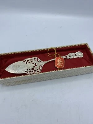 Cubiertos Nica Pie Server plata alemana vintage floral rosa 7 3/4" con etiqueta y caja Foto 1 de 4
