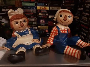 Vintage 70er Jahre handbemalte Keramik Raggedy Ann und Andy Figuren - Bild 1 von 12