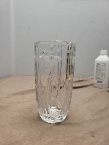 Vintage Imperial Floral Etched Frosted Crystal Vase 6.5"  - Picture 1 of 9