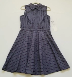 NEW 1. STATE Dress Women’s Medium M Striped Sleeveless Stretch Swing Cutout Back - Picture 1 of 20