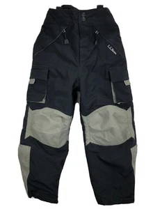 LL Bean Boys Small (8) Black Insulated Ski Snowboard Elastic Waist Cargo Pants - Picture 1 of 8