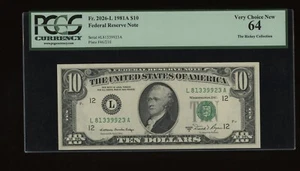 DBR 1981-A $10 FRN San Francisco Fr. 2026-L PCGS 64 Serial L81339923A - Picture 1 of 2