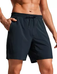 Men's Swim Trunks 7-Inch Quick Dry Athletic Shorts Mesh Lining Zipper Pockets - Picture 1 of 37