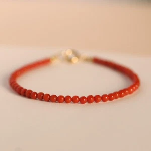 Red Agate Small Bead Dainty Bracelet Delicate Spiritual Simple Everyday Bracelet - Picture 1 of 4