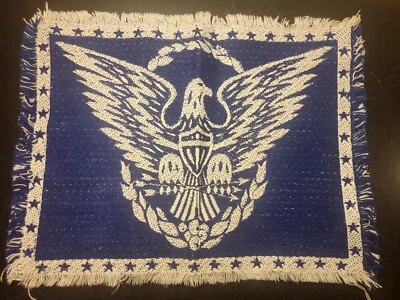 Juego de 4 colchonetas rectangulares vintage con flecos American Eagle 14,5 X 10,5 años 70 Foto 1 de 4