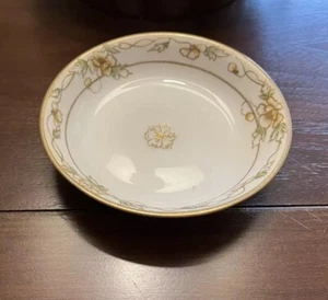 Vintage NIPPON White Bowl w/Yellow Flowers Raised Gold Trim Hand Painted - Picture 1 of 4