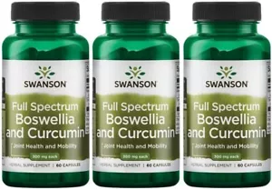 3 Bottles, Boswellia & Curcumin 180 Caps (3x60) Joint Liver Health, Exp. 12/2024 - Picture 1 of 5