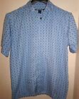 Men's Drill Something SS Geometric Design Shirt Large Blue Button Front Casual