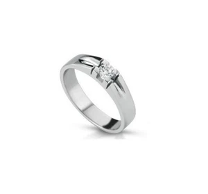 ANELLO UOMO ORO BIANCO 18K DIAMANTI NATURALI E VVS 0.30 CARATI CERTIFICATO - Picture 1 of 4