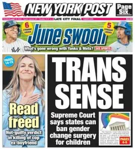 NEW YORK POST ZEITUNG TRANS SENSE SKID ROW 19.06.25 - Bild 1 von 2