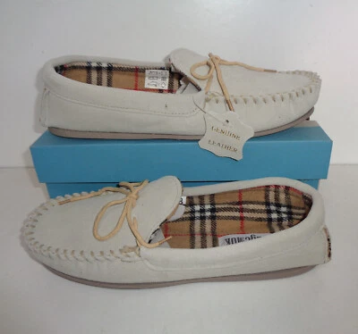 LODGEMOK Ladies New Slippers Suede Leather Lined Comfort Moccasin Womens UK Size 3