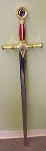 LARGE WALL HANGER Mason Masonic Sword 45" LONG WITH WOODEN PLAQUE BLUE LODGE - Picture 1 of 3