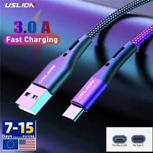 Fast Charging USB Type C Micro Cable Wire 3A Universal Phone Charger Data Cable - Photo 1 sur 27