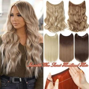 REAL LONG Helos Invisible Band Hidden Wire In One Piece AS Human Hair Extensions - Picture 1 of 42