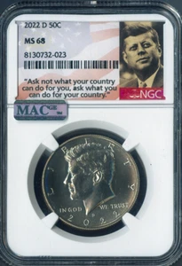 2022-D Kennedy Half Dollar NGC MS68 MAC Quality - Picture 1 of 2