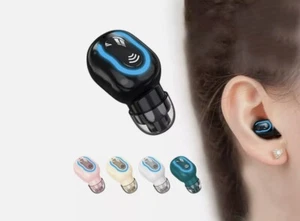 Single Mini Wireless Bluetooth Earphone In Ear Sport With Mic Handsfree White - Afbeelding 1 van 16