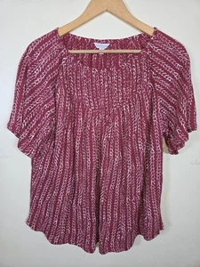 LUCKY BRAND Top Large gesmokt Boho Popover Ditzy Boho Frühling Sommer Bluse - Bild 1 von 6
