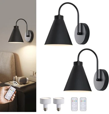 Paquete de 2 apliques de pared inalámbricos lámparas de pared bombillas LED recargables lámparas de cuello de cisne Foto 1 de 4