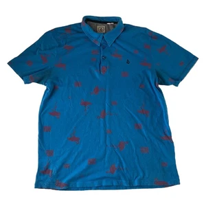 VOLCOM Herren Poloshirt Blau Pink Flamingo All Over Print Größe S - Bild 1 von 22