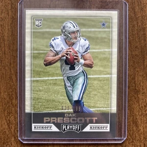 Panini Playoff Kickoff 2016 #272 Dak Prescott Rookie RC/199 Dallas Cowboys - Imagen 1 de 2