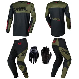 O'Neal Element Racewear Olive Jersey Pants Gloves motocross dirt bike gear combo - Picture 1 of 9