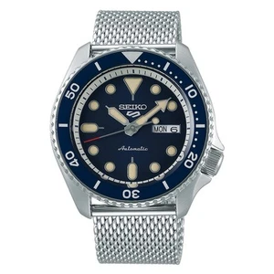 $375 Seiko 5 Sports SRPD71 Blue Stainless Steel Watch with Mesh Bracelet - Picture 1 of 10