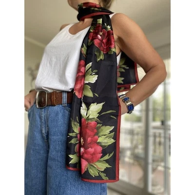 Bufanda de seda Talbots colores brillantes diseño floral 100 % lujosa Foto 1 de 4