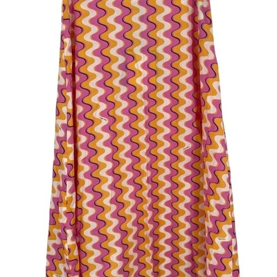 NUEVO CON ETIQUETAS Falda Midi Acampanada Algodón Rosa Naranja Marella By Max Mara Galosce Talla 2 XS Foto 1 de 4