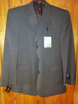 Calça plissada Stafford masculina 2 peças lã cinza carvão terno 44R jaqueta 34x30 - Imagem 1 de 4