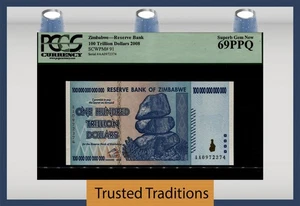 TT PK 91 2008 ZIMBABWE 100 TRILIONI DI DOLLARI RISERVA BANCA PCGS 69 PPQ SUPERBA GEM - Foto 1 di 2