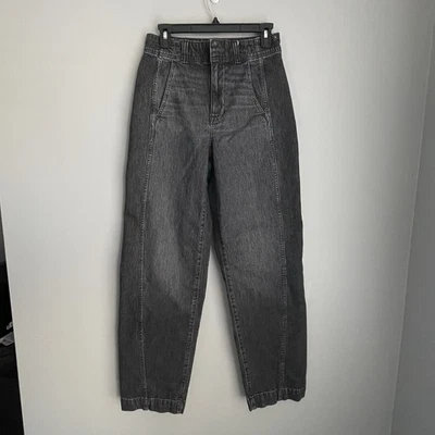 Pantalones de mezclilla cónicos Madewell pierna de cañón ancho negro denim talla 26 venta al por menor $148 Foto 1 de 4
