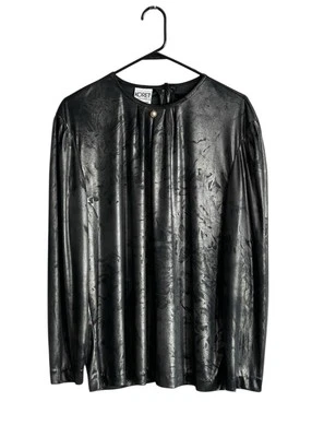 Vintage Koret Women Blouse Top Sz Large Shiny Silver Metallic Lightweight USA - Image 1 of 4