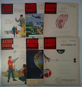 Lot of 6 Aero Digest Aviation Engineering 1955/1956 - Foto 1 di 5