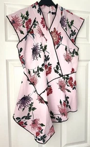 M&S Limited Edition Ladies Oriental Chinese Style Floral Blouse Top Pink Size 8 - Picture 1 of 10