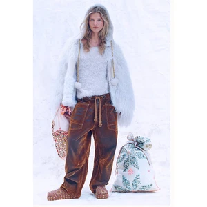 Jeans Free People We The Free Moxie Floccati Pull-On Barrel 30 NUOVI - Foto 1 di 5