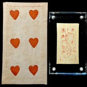 c1790 Woodblock Antique Playing Cards Historic Brush Painted Al Mondo Single - Picture 1 of 23