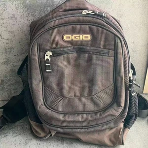 OGIO Cooper Pack Backpack Brown Plaid Plaid Laptop School Travel Bag Used Good - Picture 1 of 12