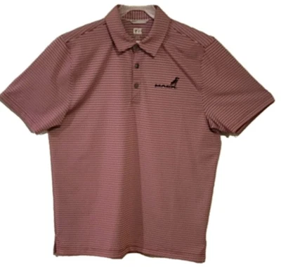 Camisa Cutter & Buck Para Hombre M Rojo/Gris Rayas DryTec Manga Corta Sin Etiquetas  Foto 1 de 4