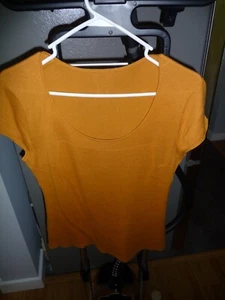 ITALIAN BURNTED ORANGE SILK COTTON BLEND SHORT SLEEVE BLOUSE GENTLY USED SIZE L - Picture 1 of 6