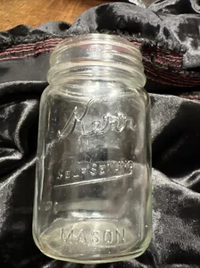Vintage Kerr Self Sealing Mason Jar Clear Square Body Pint  19 - Picture 1 of 2