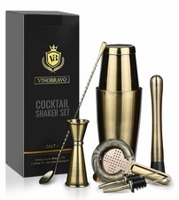 Set Shaker Cocktail Professionale Alta Qualità in Ottone Antico Set Completo