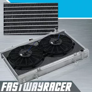 Aluminum Radiator + 2X 12'' Radiator Cooling Slim/Thin Fan For S14 KA24 Manual - Picture 1 of 1