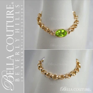 $395NEWBC® 14K YELLOW GOLD NATURAL 6MM PERIDOT ART DECO ETERNITY CHAIN RING BAND - Picture 1 of 24