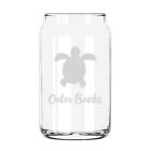 Sea Turtle Outer Banks Shore Point Beach Hand Etched 16 oz Glass Can Cup