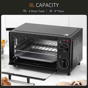 Mini Oven 9L Electric Countertop Toaster Grill 750W Compact Tabletop Cooker UK - Picture 1 of 9