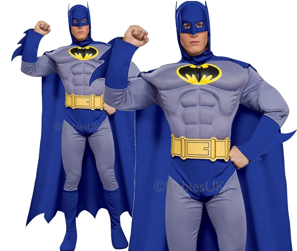 Adult BATMAN DELUXE MUSCLE CHEST Superhero Mens Fancy Dress Bold Brave Official - Image 1 of 1