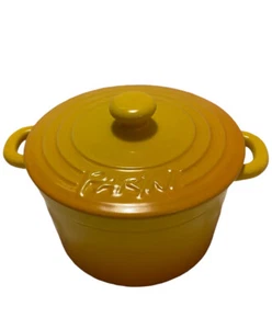 Parini 1.5 Qt Covered Flameproof Casserole Pot Yellow Orange - Picture 1 of 5