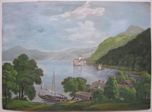 Genf Lac de Geneve Chateau de Chillon Orig Lithografie 1850 Suisse Schweiz - Picture 1 of 3